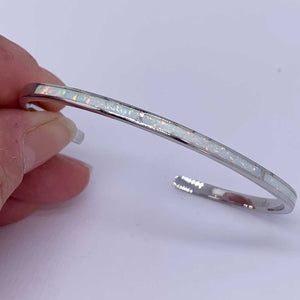 Silver Opal Bangle "Isabeau"