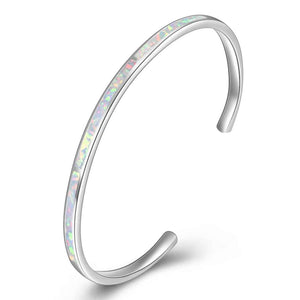 Silver Opal Bangle "Isabeau"
