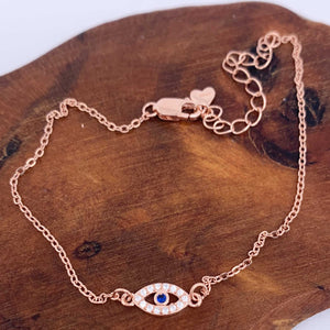 rose gold evil eye bracelet jewellery