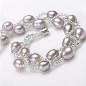 Silver Bracelet with Pearls on three strands "Luguana" (Grape)