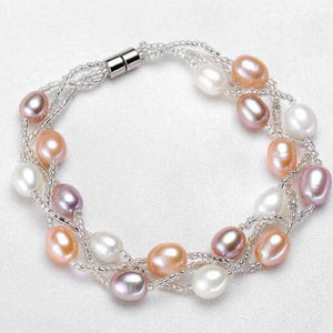 Silver Bracelet with Pearls on three strands "Luguana" (Mixed)