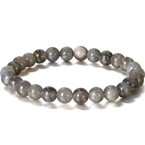 Stretch Bracelet with 8mm round gemstones "Mala" (Labradorite)
