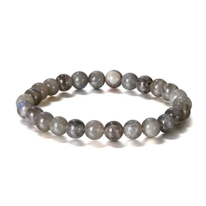Stretch Bracelet with 8mm round gemstones "Mala" (Labradorite)
