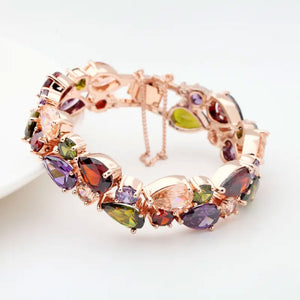coloured crystal bracelet rose gold