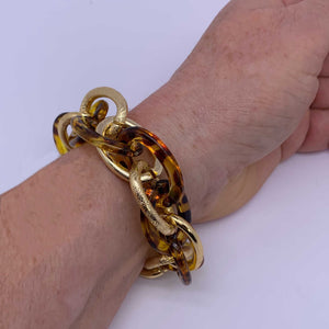 Contemporary Resin and gold bracelet "Mirimar" (Tortoise Shell)