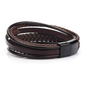 Brown Leather Five layer Bracelet "Noah"