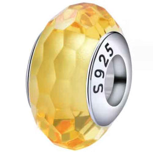 yellow silver charm bead