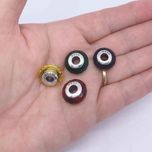 purple silver charm bead frenelle