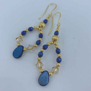 18K Gold FRENELLE exclusive design blue earrings "Arabian Nights"
