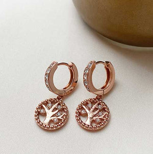 Rose Gold 'Tree of Life' Crystal Earrings "Aspen"
