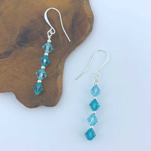 Sterling Silver drop earrings with AAA Grade crystals "Geraldine" (Turquoise)