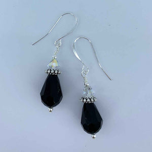 Black drop earrings with AAA Grade crystals "Jamal" (Crystal)
