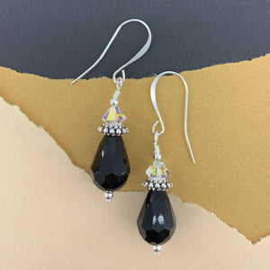 Black drop earrings with AAA Grade crystals "Jamal" (Crystal)