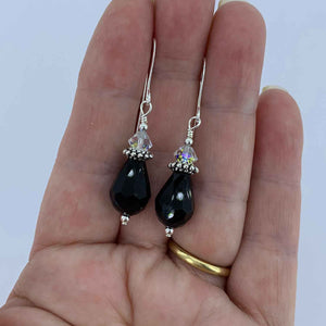 Black drop earrings with AAA Grade crystals "Jamal" (Crystal)