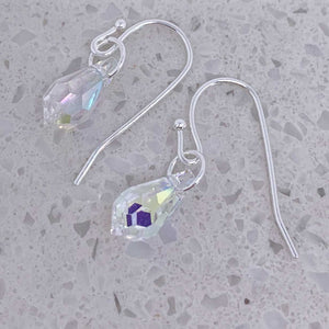 crystal silver earrings teardrop