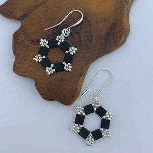 Silver Drop Earrings "Amarosa" (Black/Silver)