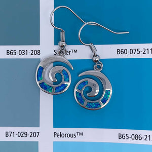 925 Sterling Silver Opal Koru Spiral Earring "Amiria" (Blue)
