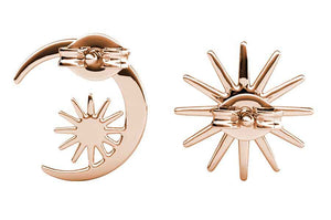 Rose-gold Crystal Stud Star and Moon Earrings "Astral"