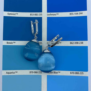 925 Sterling Silver Drop Earrings with Blue Zirconium Stone "Claire"