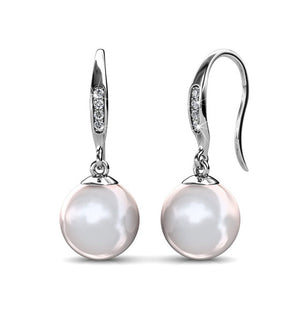 18K White Gold Pearl Dangle Earrings "Delwyn"