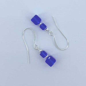 925 Sterling Silver Premium Crystal Drop Earrings "Fantasy" (Blue)