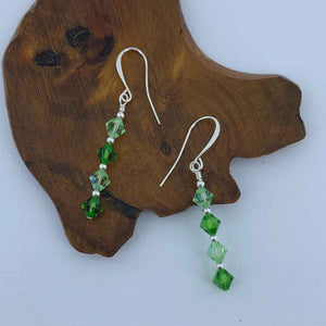 Silver Crystal Drop Earrings "Geraldine" (Apple Green)