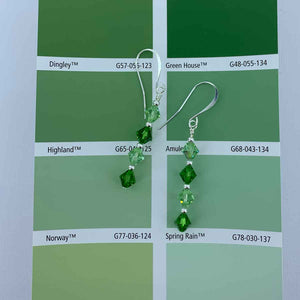 Silver Crystal Drop Earrings "Geraldine" (Apple Green)