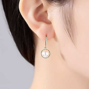 18K Gold Dangle Black Pearl Earrings "Giselle"