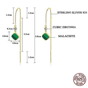 18K Gold Malachite Threader Earrings "Jakata"