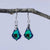 Silver crystal Drop Earrings "Jendi" (Blue-Green)