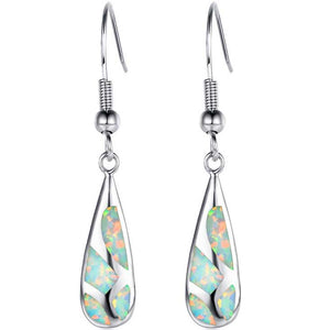 silver white opal necklace earrings
