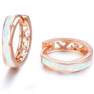 Rose-Gold Hoop Opal Earrings "Mila"