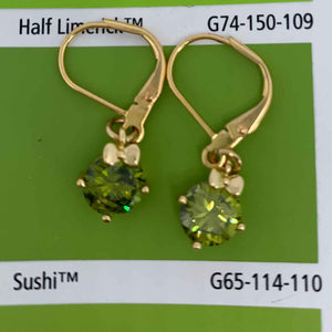 18K Gold Leverback Peridot Drop Earrings "Olivine"