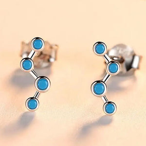 silver turquoise stud earrings blue
