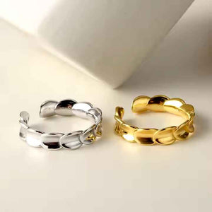18K Gold Adjustable Layered Leaf Ring "Riley"