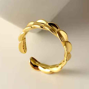 18K Gold Adjustable Layered Leaf Ring "Riley"