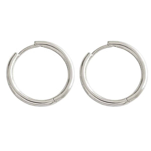 silver hoop huggie earrings