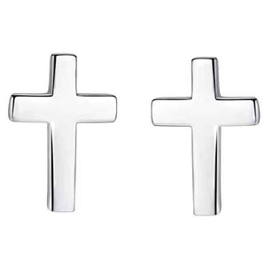 silver cross religious stud earrings