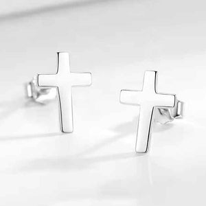 silver cross religious stud earrings online nz