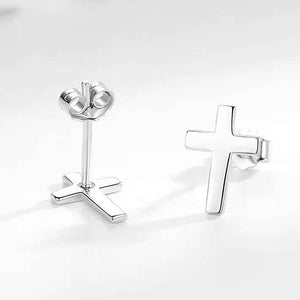 silver cross religious stud earrings frenelle