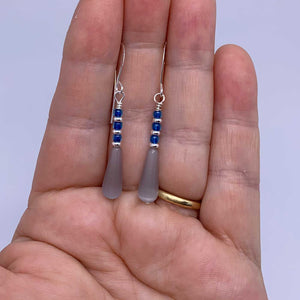Silver Drop Grey and Blue Earrings "Samba"