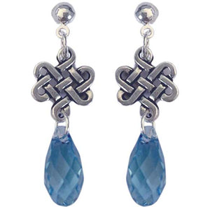 925 Sterling Silver Drop Crystal Earrings "Shanlee" (Blue)