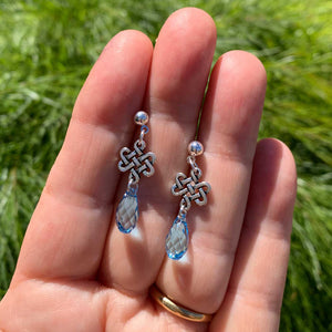 925 Sterling Silver Drop Crystal Earrings "Shanlee" (Blue)