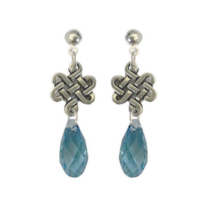 925 Sterling Silver Drop Crystal Earrings "Shanlee" (Blue)