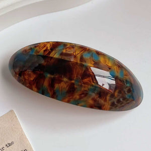 oval barrette hair clip brown