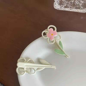Pink flower hair clip accessories