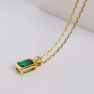 18K Gold Necklace Green Crystal "Emeraldine"
