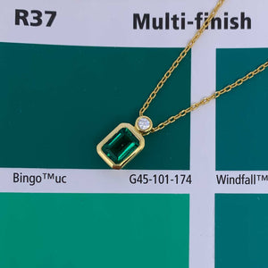 18K Gold Necklace Green Crystal "Emeraldine"