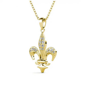 18K Yellow Gold fleur-de-lis Necklace Pendant "Fleur"