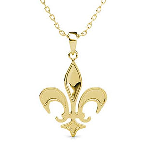 18K Yellow Gold fleur-de-lis Necklace Pendant "Fleur"